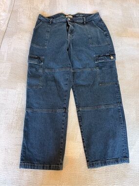 Warp + Weft Dark Blue Cargo Denim Pants